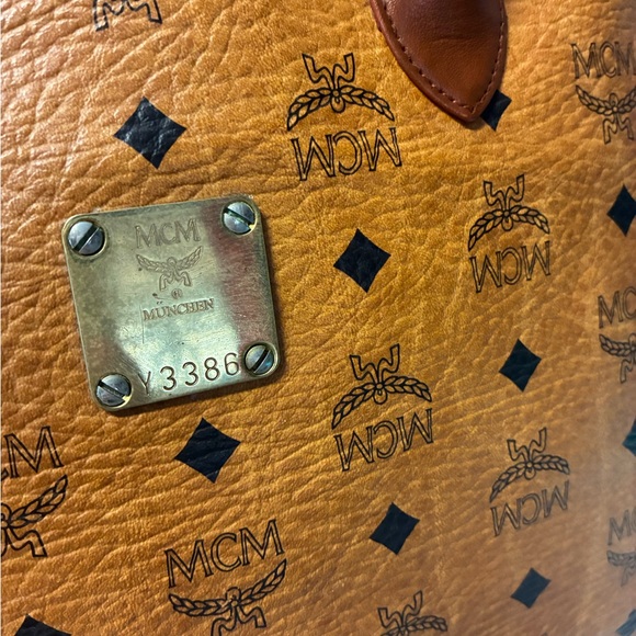 MCM Cognac Visetos Satchel Bag - Picture 9 of 10
